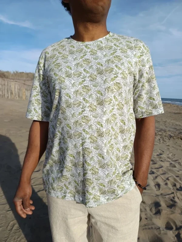 Jersey coton BIO imprimé feuille – Image 4