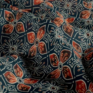 Tissu indien fleurs indigo