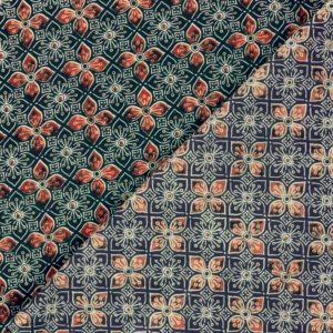 Tissu indien fleurs indigo