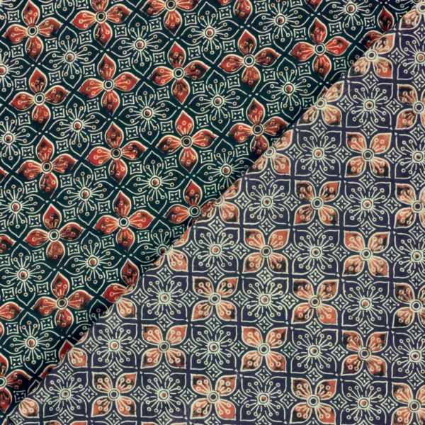 Tissu indien fleurs indigo – Image 2